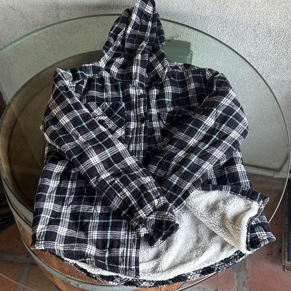 Boston Traders Black and White Plaid Puffer Jacket